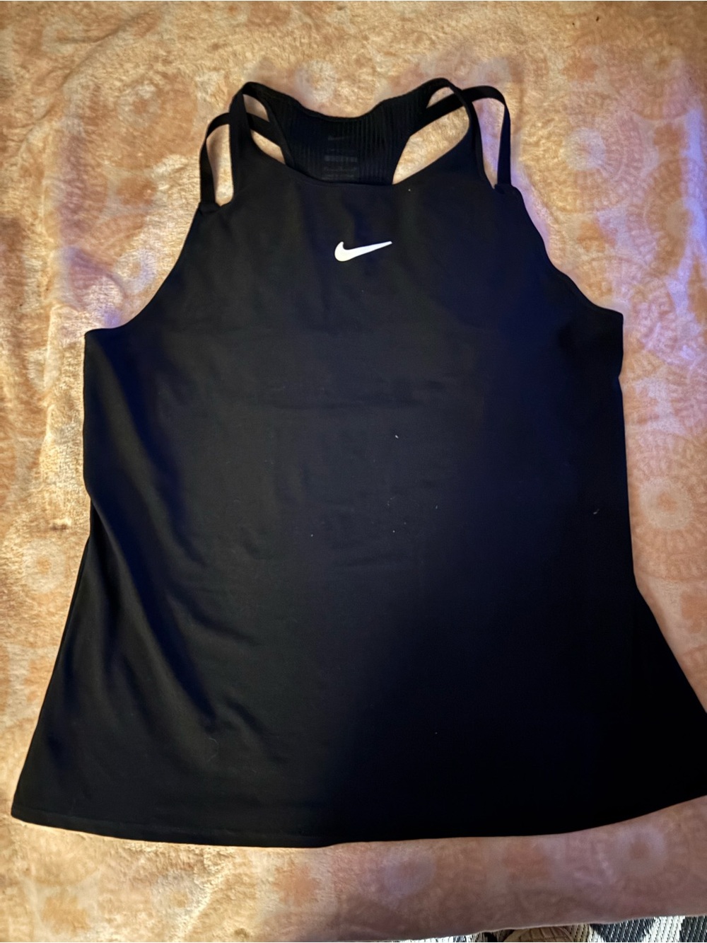 Nike Black Women's Double-Strap Racerback Tank with White Swoosh